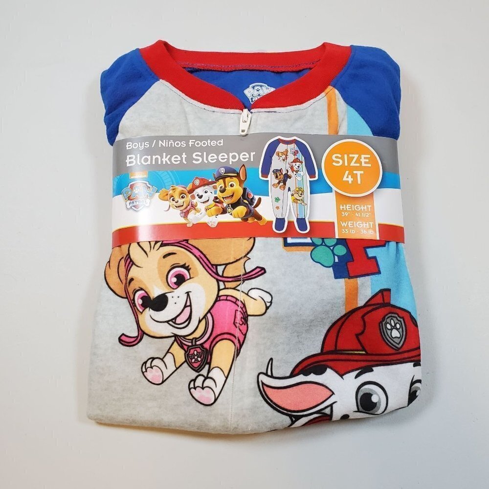 Nickelodeon Paw Patrol Full Zip Blanket Sleeper Boys 4T NWT Sleep & Play